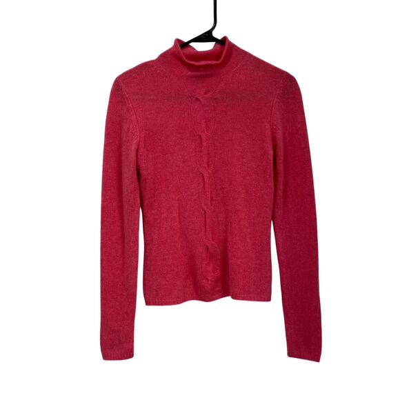 Kinross Cashmere Pink Mock Neck Button Cardigan Soft Cozy Minimalist XS - Picture 1 of 8